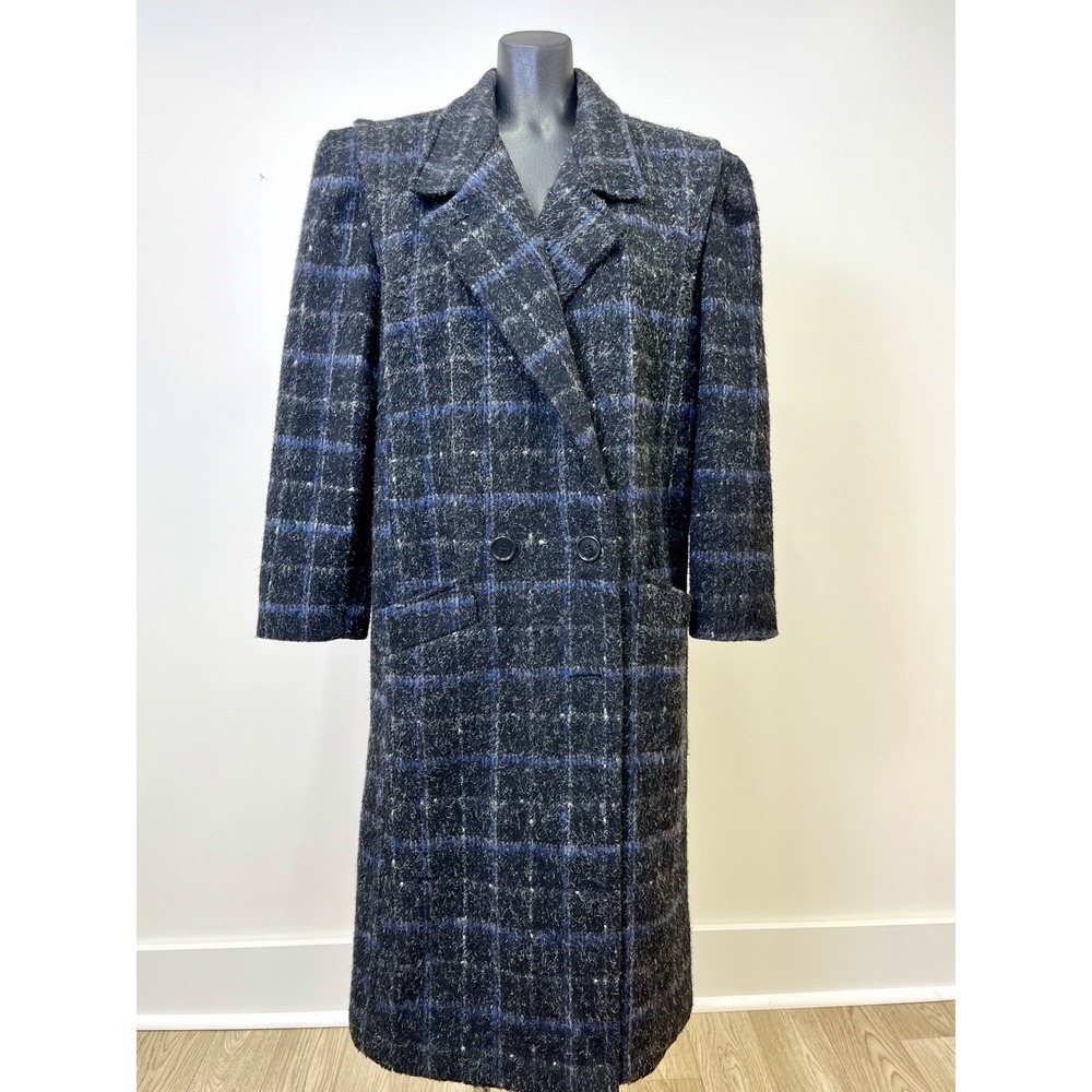 Vintage 80s NYG New York Girl Wool Plaid Overcoat ILGWU Union Made USA